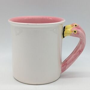 Novelty Ceramic White Pink Flamingo Coffee Mug